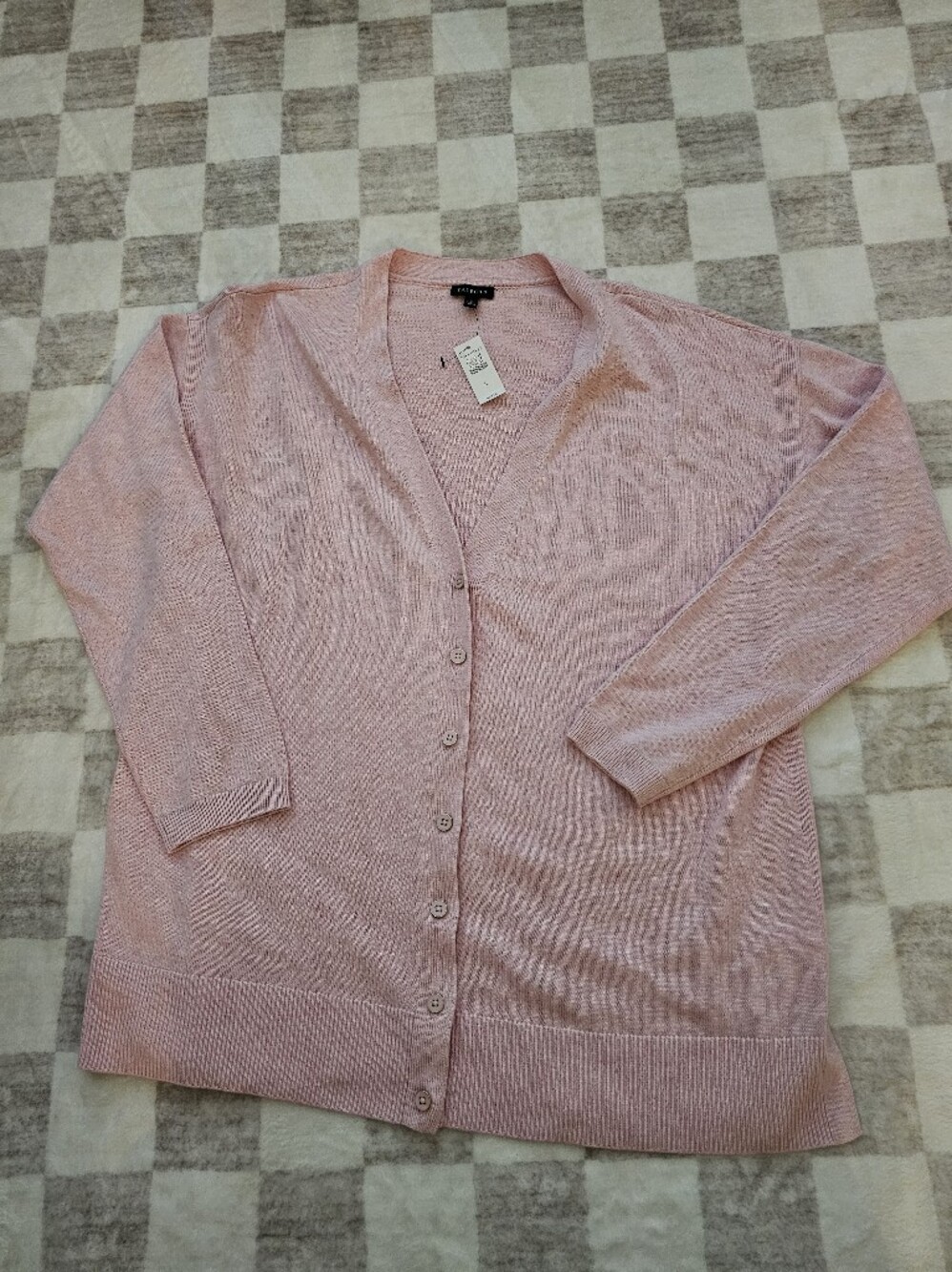 Talbots Light Pink V-Neck Button Front Cardigan Size L
